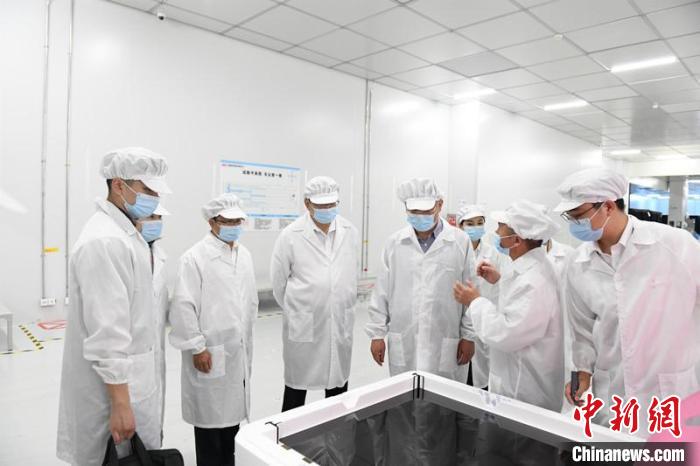 圖為蔡達峰一行在惠科電子(北海)科技產(chǎn)業(yè)園調(diào)研。　林浩 攝