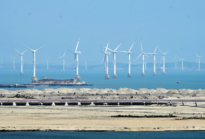 2021年3月9日，三峽福清興化灣海上風電場。新華社記者 林善傳 攝