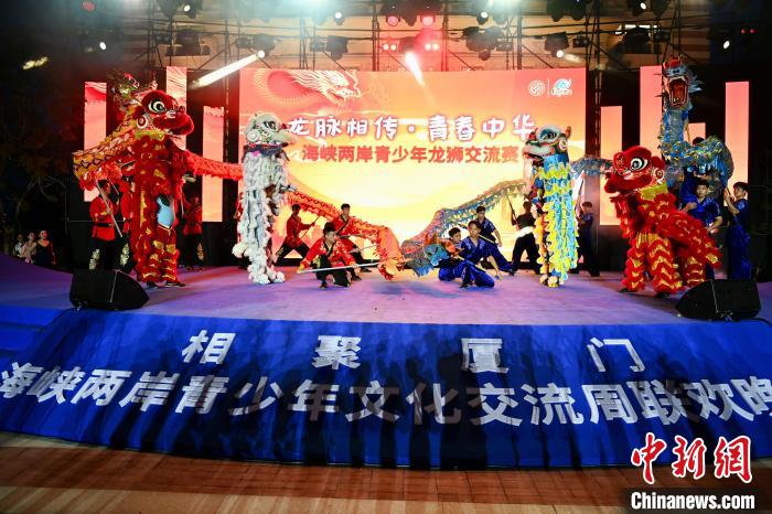 兩岸青少年同臺(tái)呈現(xiàn)龍獅表演?！⊥鯑|明 攝