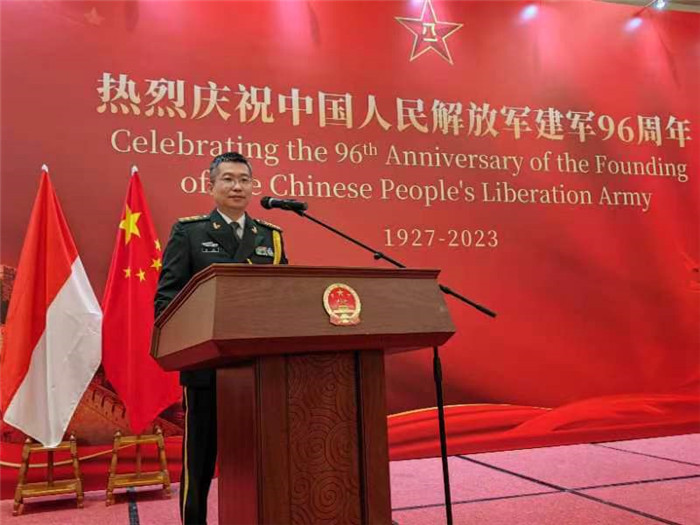 圖為徐勝武官致辭。中國駐印度尼西亞使館供圖