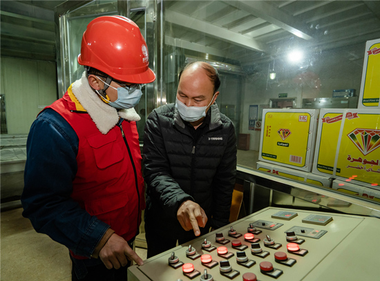 電力工作人員對用電企業(yè)進行指導(dǎo)。受訪單位供圖