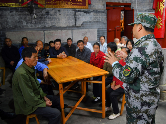 民兵學(xué)習(xí)宣講。受訪單位供圖