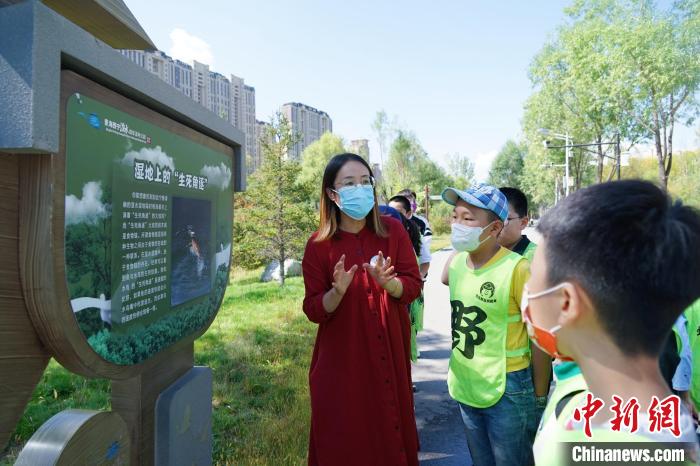 圖為小朋友在青海西寧湟水國家濕地公園內(nèi)學(xué)習(xí)濕地知識。　馬銘言 攝