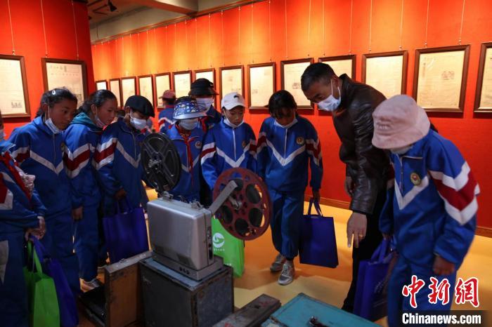 資料圖為玉樹市第四完小學(xué)生參觀鑄牢中華民族共同體意識(shí)主題展?！『F龍 攝
