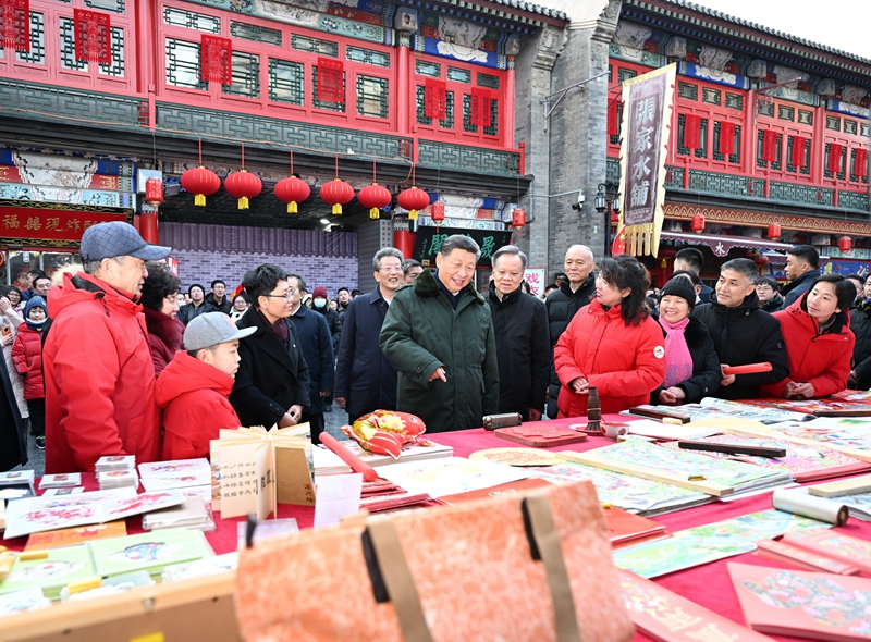 2024年2月1日，習(xí)近平總書記在天津古文化街考察。