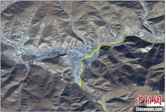 玉樹災后重建區(qū)地質(zhì)災害治理工程和防洪工程監(jiān)測結(jié)果。中科院空天院 供圖