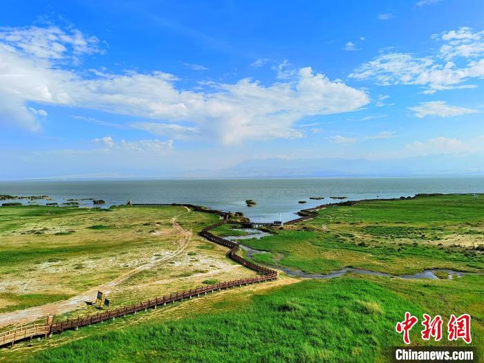 圖為航拍都蘭湖國家濕地公園?！∑钤鲚?攝