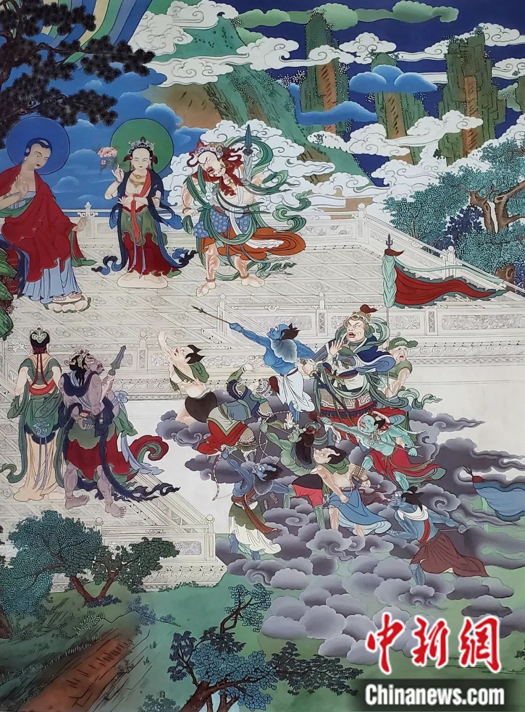 臨摹、補繪的青海瞿曇寺壁畫。受訪者 供圖