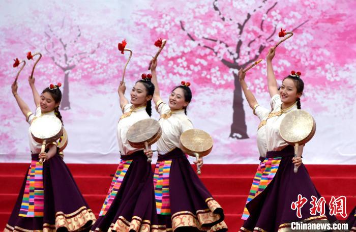 3月28日，西藏林芝第二十屆桃花旅游文化節(jié)開幕式上的文藝表演?！±盍?攝