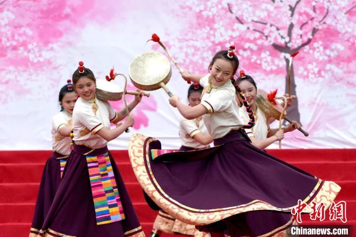 3月28日，西藏林芝第二十屆桃花旅游文化節(jié)開幕式上的文藝表演?！±盍?攝