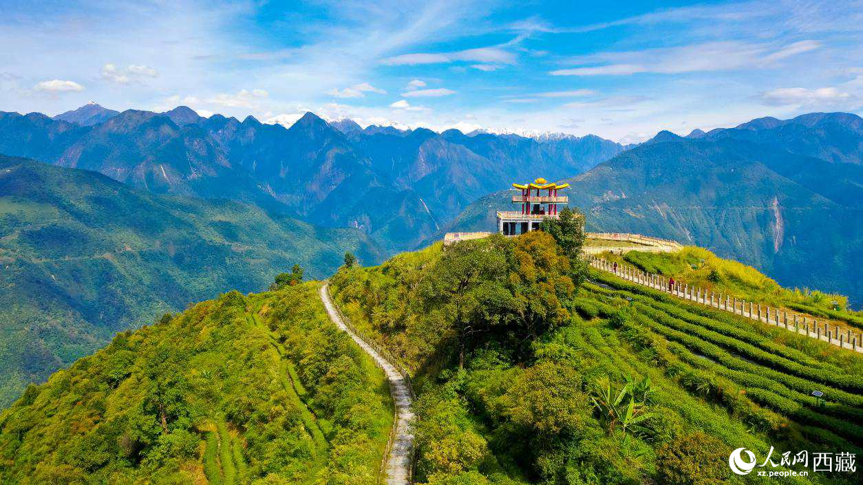 無人機(jī)航拍墨脫縣格林村蓮花觀景臺(tái)。人民網(wǎng)記者 次仁羅布攝